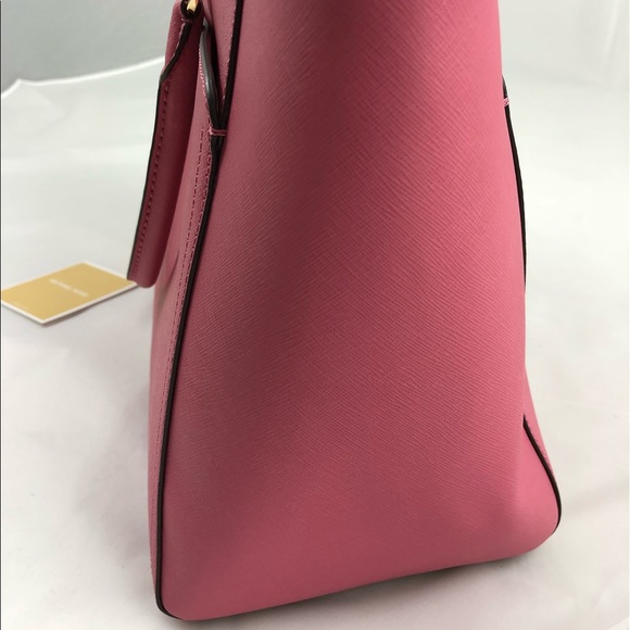 New! Michael Kors Pink Leather Large Satchel - Picture 6 of 8